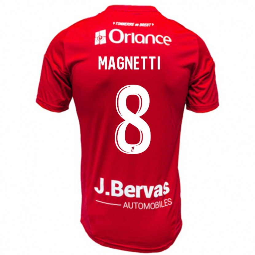 Danxen Barn Hugo Magnetti #8 Röd Vit Hemmatröja Matchtröjor 2024/25 Tröjor T-Tröja