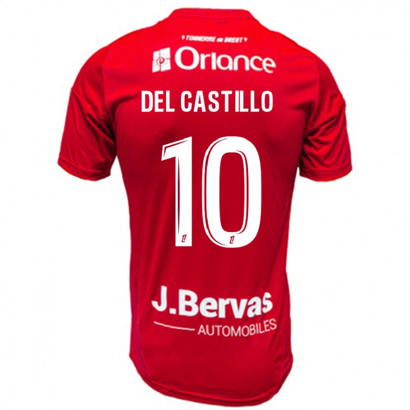 Danxen Barn Romain Del Castillo #10 Röd Vit Hemmatröja Matchtröjor 2024/25 Tröjor T-Tröja