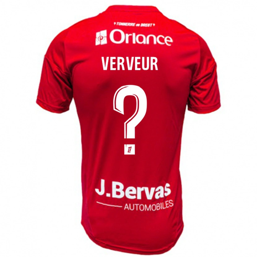 Danxen Barn Titouan Verveur #0 Röd Vit Hemmatröja Matchtröjor 2024/25 Tröjor T-Tröja