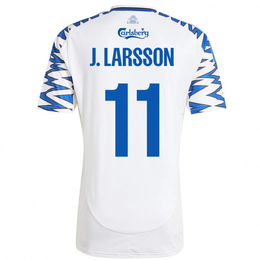 Danxen Barn Jordan Larsson #11 Vit Himmelsblå Hemmatröja Matchtröjor 2024/25 Tröjor T-Tröja