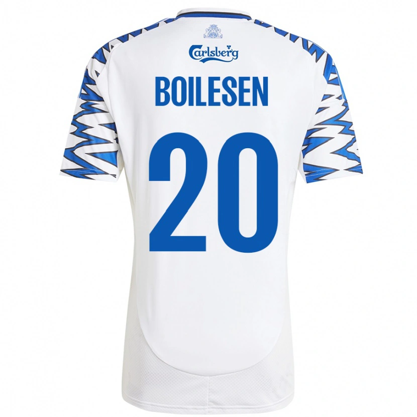 Danxen Barn Nicolai Boilesen #20 Vit Himmelsblå Hemmatröja Matchtröjor 2024/25 Tröjor T-Tröja