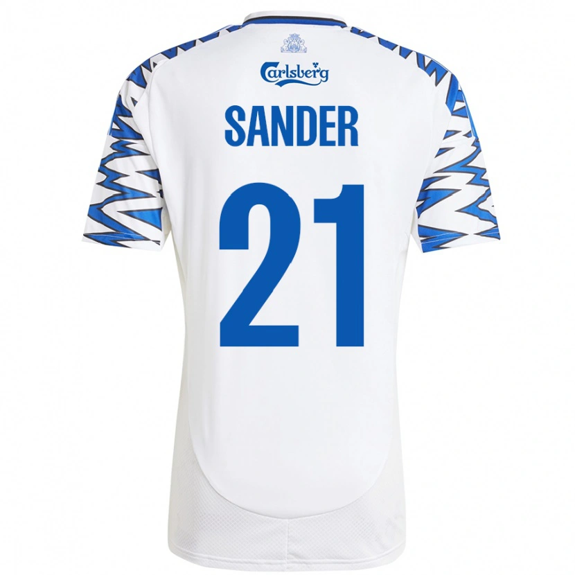 Danxen Barn Theo Sander #21 Vit Himmelsblå Hemmatröja Matchtröjor 2024/25 Tröjor T-Tröja