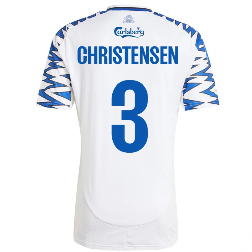 Danxen Barn Sebastian Christensen #3 Vit Himmelsblå Hemmatröja Matchtröjor 2024/25 Tröjor T-Tröja
