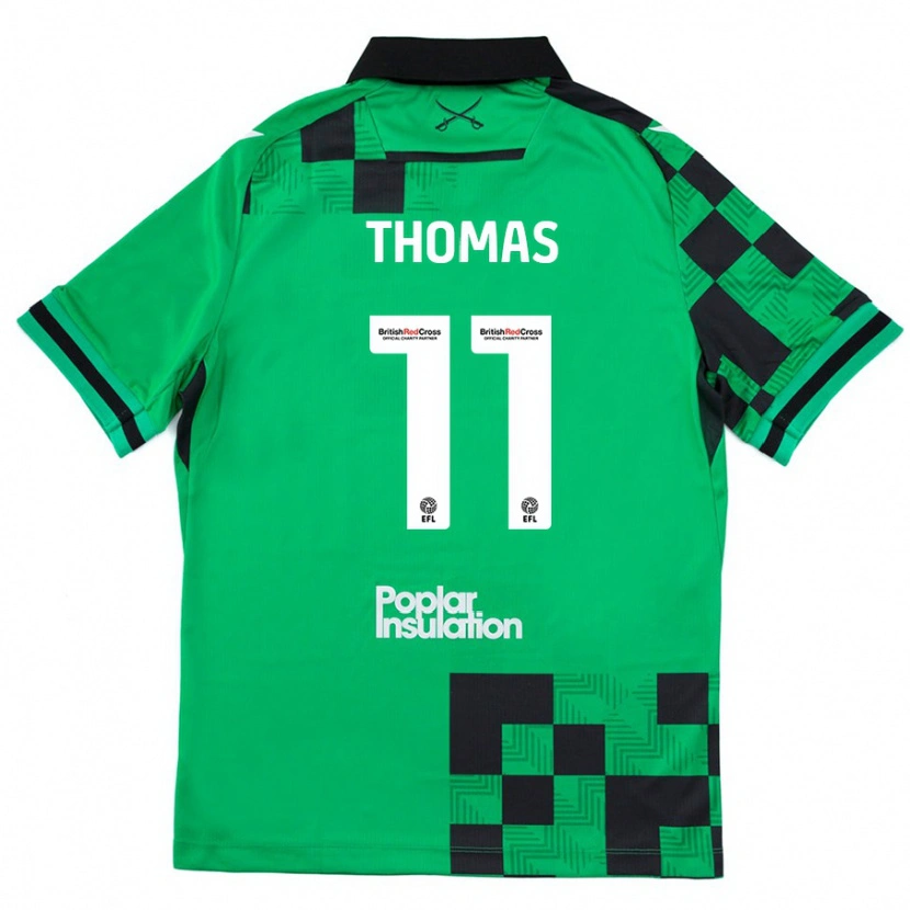 Danxen Barn Luke Thomas #11 Grön Svart Bortatröja Matchtröjor 2024/25 Tröjor T-Tröja