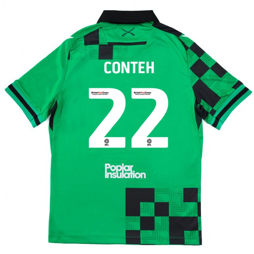 Danxen Barn Kamil Conteh #22 Grön Svart Bortatröja Matchtröjor 2024/25 Tröjor T-Tröja