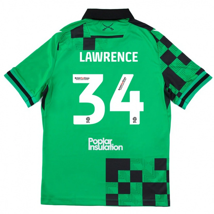 Danxen Barn Jerry Lawrence #34 Grön Svart Bortatröja Matchtröjor 2024/25 Tröjor T-Tröja