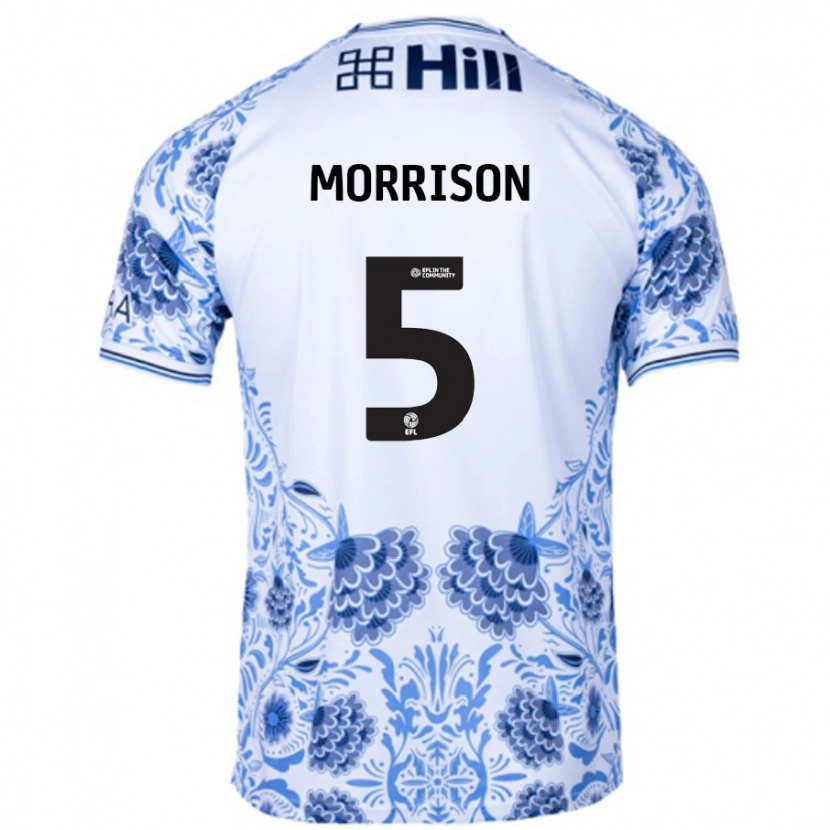 Danxen Barn Michael Morrison #5 Vit Blå Bortatröja Matchtröjor 2024/25 Tröjor T-Tröja