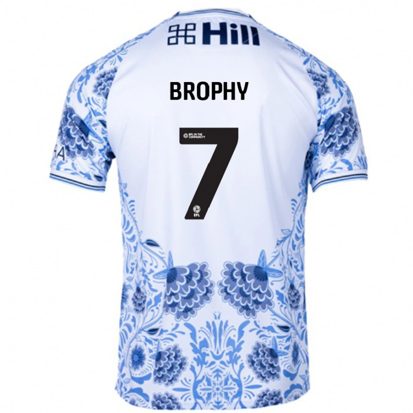 Danxen Barn James Brophy #7 Vit Blå Bortatröja Matchtröjor 2024/25 Tröjor T-Tröja