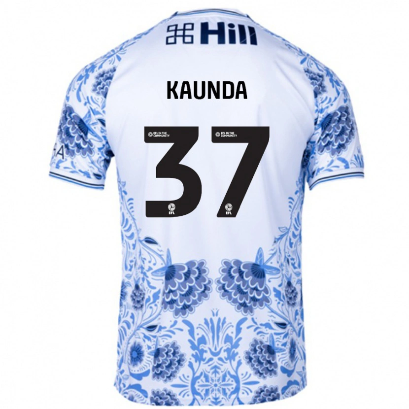 Danxen Barn Amaru Kaunda #37 Vit Blå Bortatröja Matchtröjor 2024/25 Tröjor T-Tröja