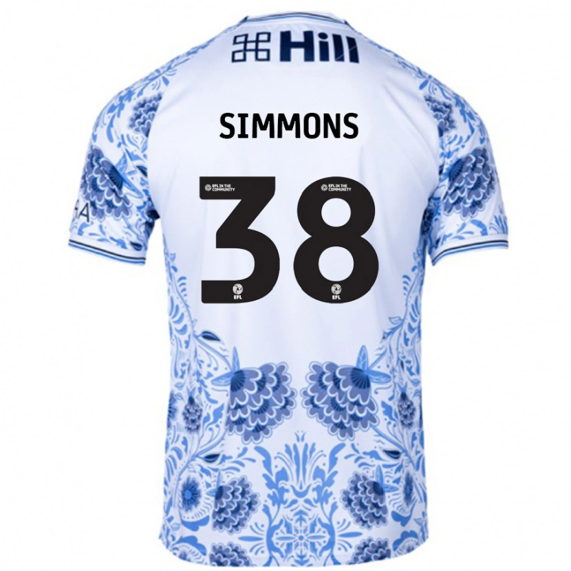Danxen Barn Bella Simmons #38 Vit Blå Bortatröja Matchtröjor 2024/25 Tröjor T-Tröja