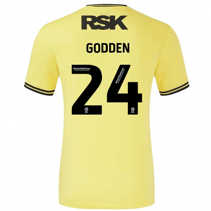 Danxen Barn Matty Godden #24 Gul Svart Bortatröja Matchtröjor 2024/25 Tröjor T-Tröja