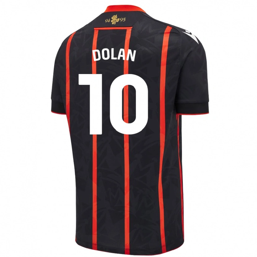Danxen Barn Tyrhys Dolan #10 Svart Röd Bortatröja Matchtröjor 2024/25 Tröjor T-Tröja