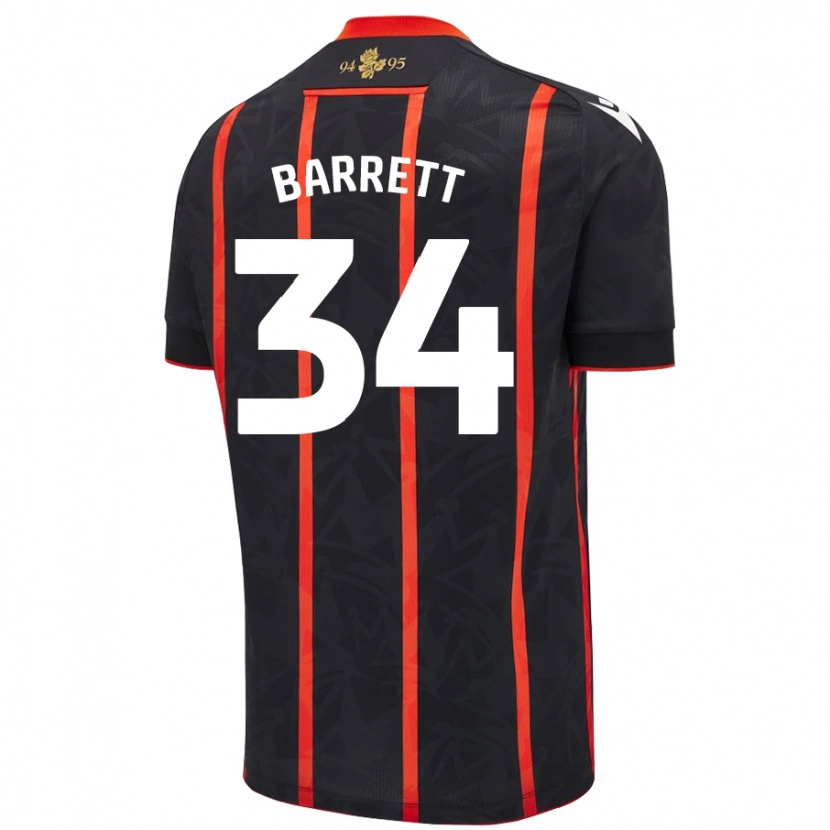 Danxen Barn Jack Barrett #34 Svart Röd Bortatröja Matchtröjor 2024/25 Tröjor T-Tröja