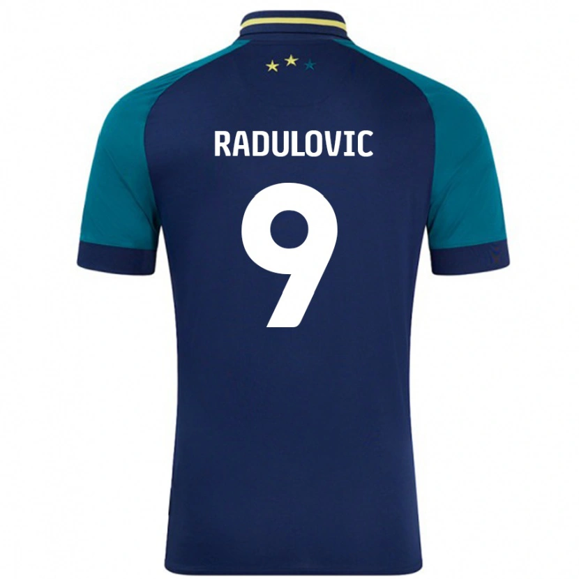 Danxen Barn Bojan Radulovic #9 Marinblå Mörkgrön Bortatröja Matchtröjor 2024/25 Tröjor T-Tröja