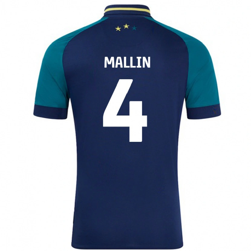 Danxen Barn Kate Mallin #4 Marinblå Mörkgrön Bortatröja Matchtröjor 2024/25 Tröjor T-Tröja