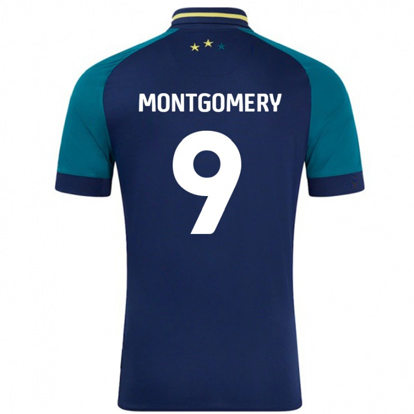 Danxen Barn Ria Montgomery #9 Marinblå Mörkgrön Bortatröja Matchtröjor 2024/25 Tröjor T-Tröja