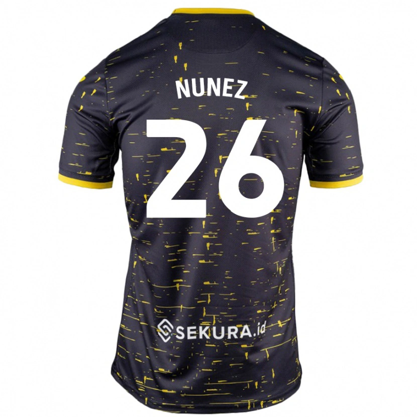 Danxen Barn Marcelino Núñez #26 Svart Gul Bortatröja Matchtröjor 2024/25 Tröjor T-Tröja