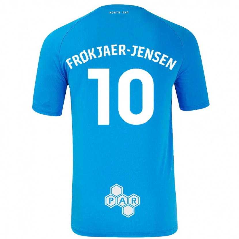 Danxen Barn Mads Frøkjaer-Jensen #10 Himmelsblå Bortatröja Matchtröjor 2024/25 Tröjor T-Tröja