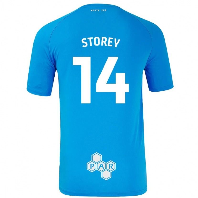 Danxen Barn Jordan Storey #14 Himmelsblå Bortatröja Matchtröjor 2024/25 Tröjor T-Tröja
