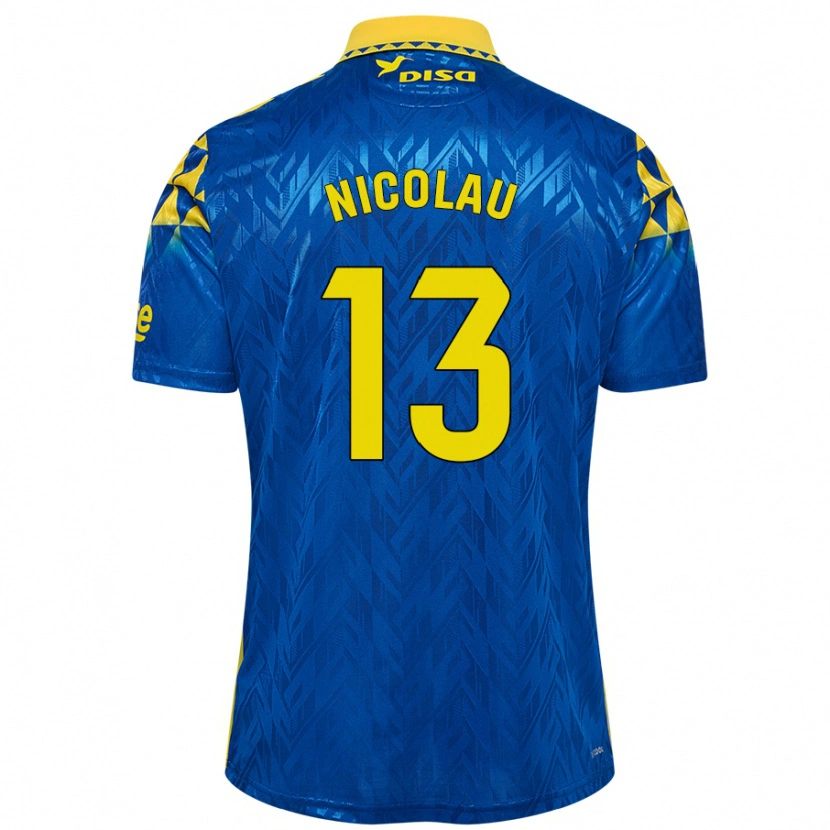 Danxen Barn Nacho Nicolau #13 Blå Gul Bortatröja Matchtröjor 2024/25 Tröjor T-Tröja