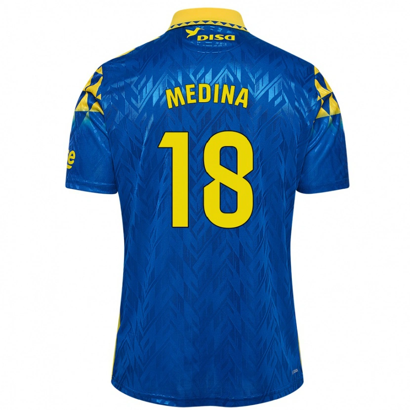 Danxen Barn Iván Medina #18 Blå Gul Bortatröja Matchtröjor 2024/25 Tröjor T-Tröja