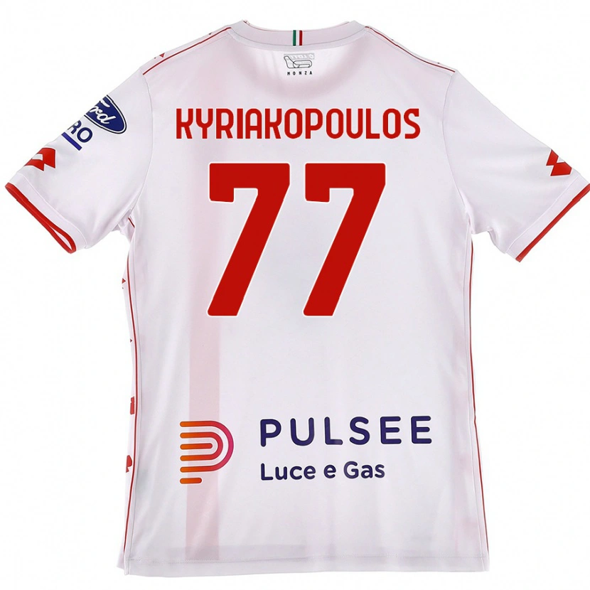 Danxen Barn Georgios Kyriakopoulos #77 Vit Röd Bortatröja Matchtröjor 2024/25 Tröjor T-Tröja