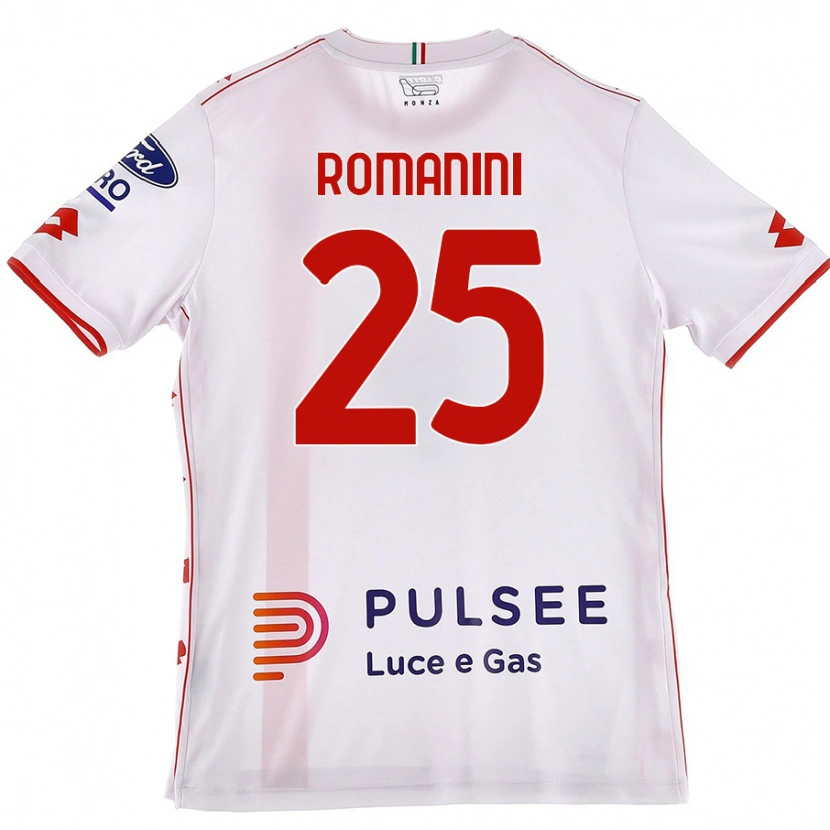 Danxen Barn Andrea Romanini #25 Vit Röd Bortatröja Matchtröjor 2024/25 Tröjor T-Tröja
