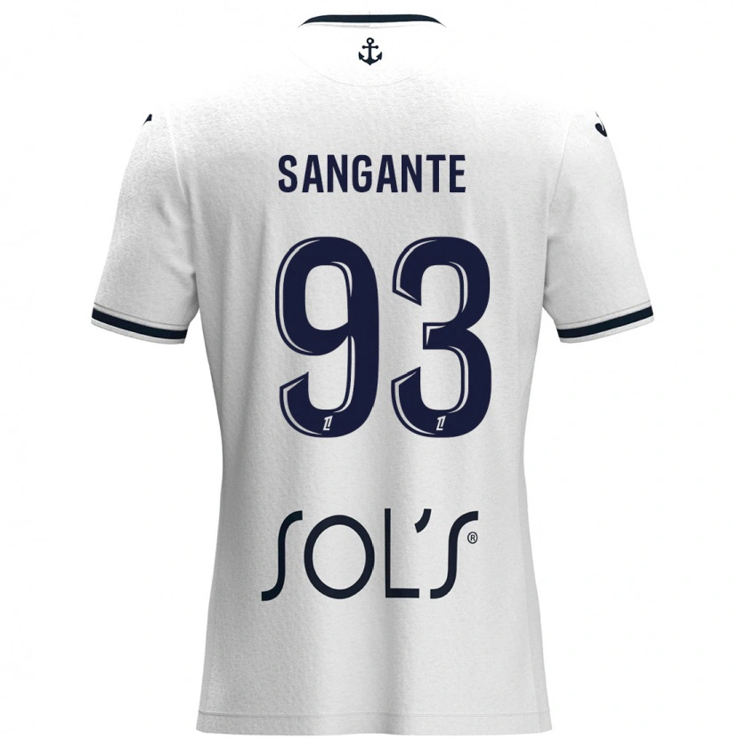 Danxen Barn Arouna Sangante #93 Vit Mörkblå Bortatröja Matchtröjor 2024/25 Tröjor T-Tröja