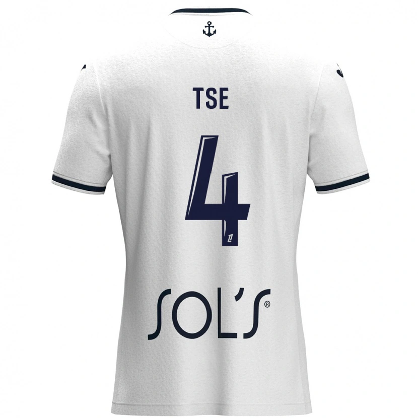 Danxen Barn Élisabeth Tsé #4 Vit Mörkblå Bortatröja Matchtröjor 2024/25 Tröjor T-Tröja
