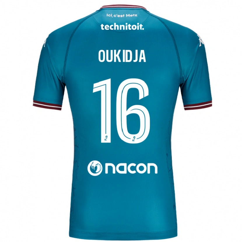 Danxen Barn Alexandre Oukidja #16 Bleu Bensin Bortatröja Matchtröjor 2024/25 Tröjor T-Tröja