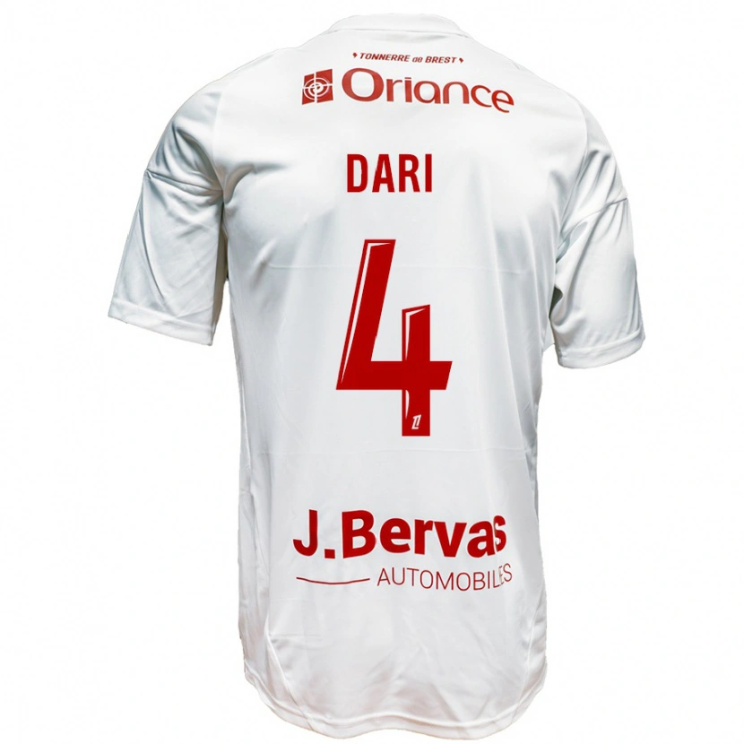 Danxen Barn Achraf Dari #4 Vit Röd Bortatröja Matchtröjor 2024/25 Tröjor T-Tröja