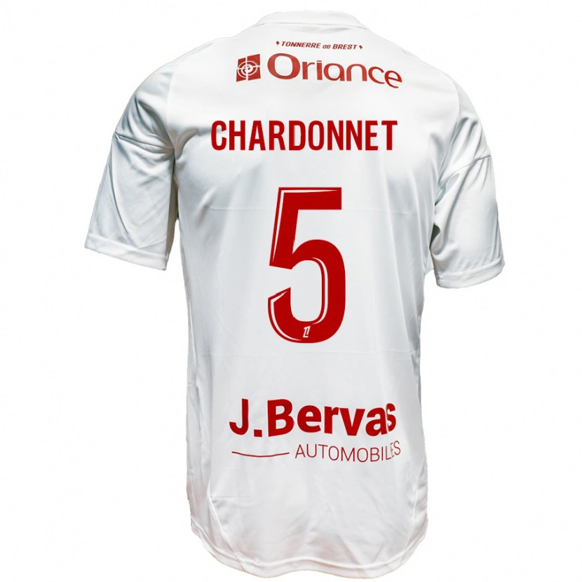 Danxen Barn Brendan Chardonnet #5 Vit Röd Bortatröja Matchtröjor 2024/25 Tröjor T-Tröja