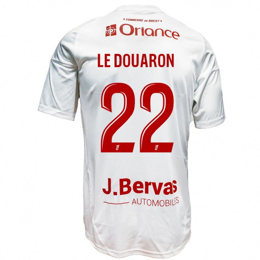 Danxen Barn Jérémy Le Douaron #22 Vit Röd Bortatröja Matchtröjor 2024/25 Tröjor T-Tröja
