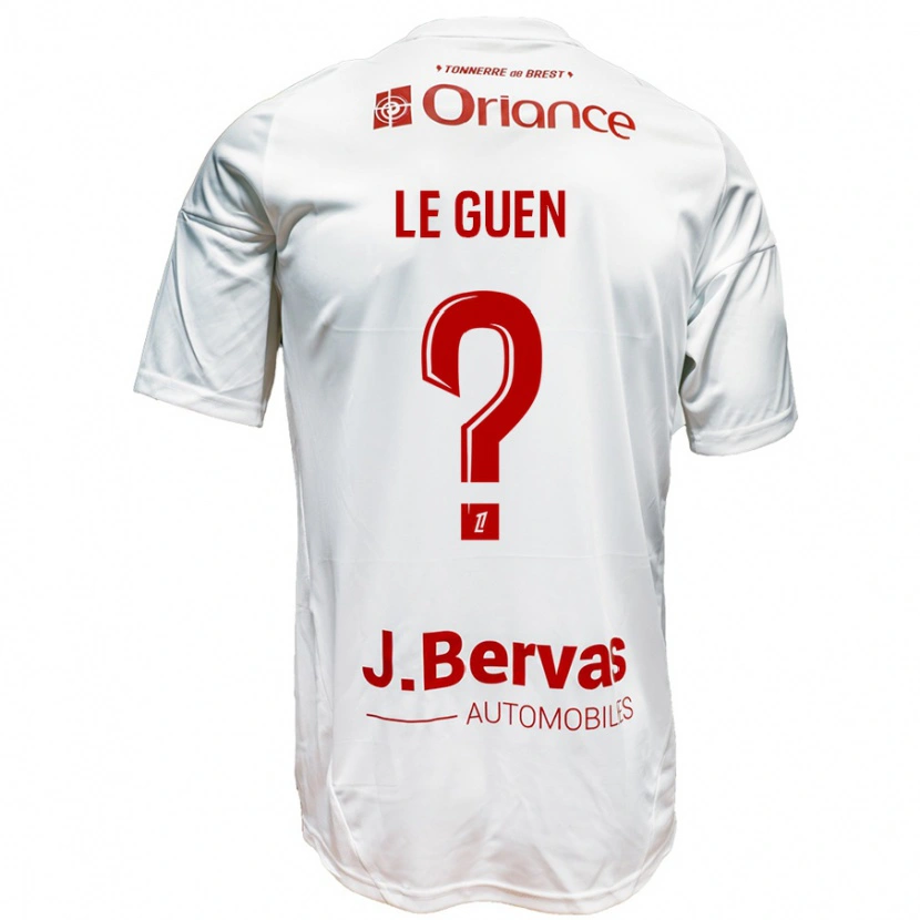 Danxen Barn Raphaël Le Guen #0 Vit Röd Bortatröja Matchtröjor 2024/25 Tröjor T-Tröja