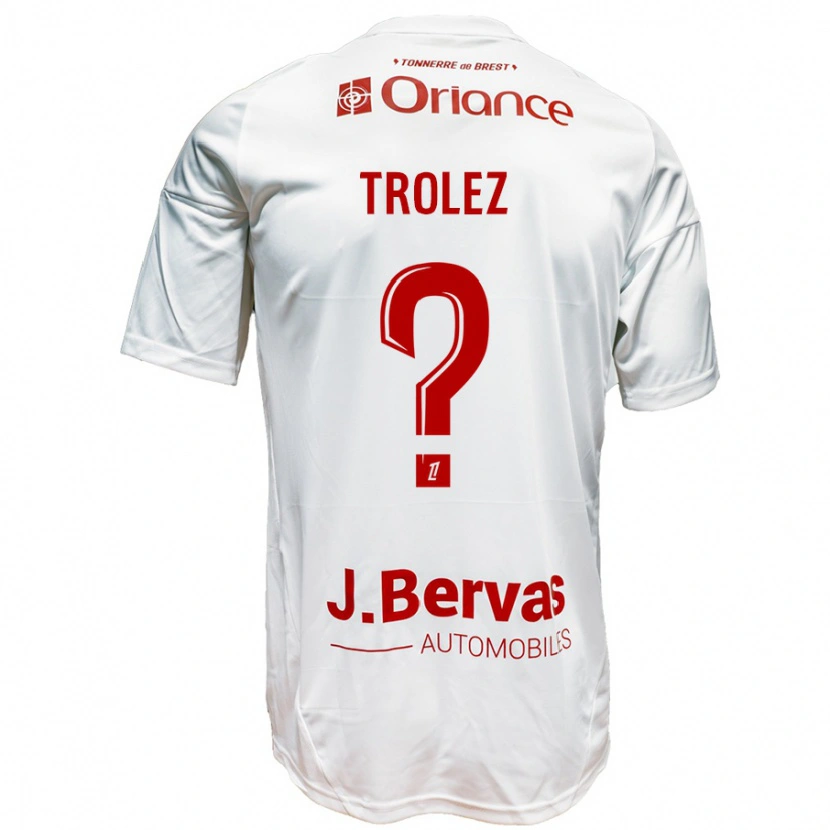 Danxen Barn Loann Trolez #0 Vit Röd Bortatröja Matchtröjor 2024/25 Tröjor T-Tröja