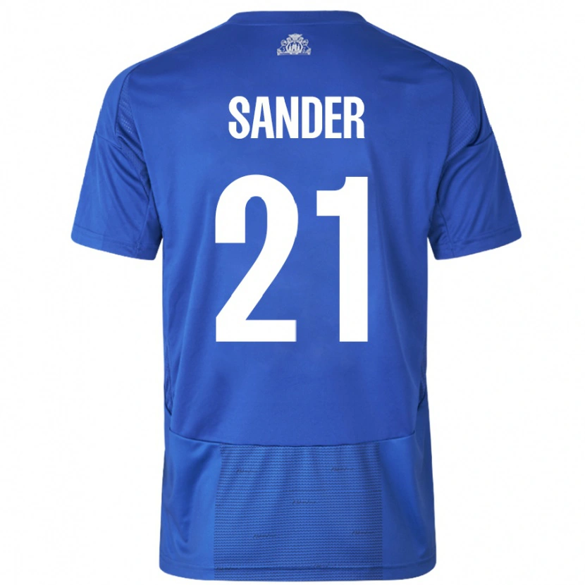 Danxen Barn Theo Sander #21 Vit Blå Bortatröja Matchtröjor 2024/25 Tröjor T-Tröja
