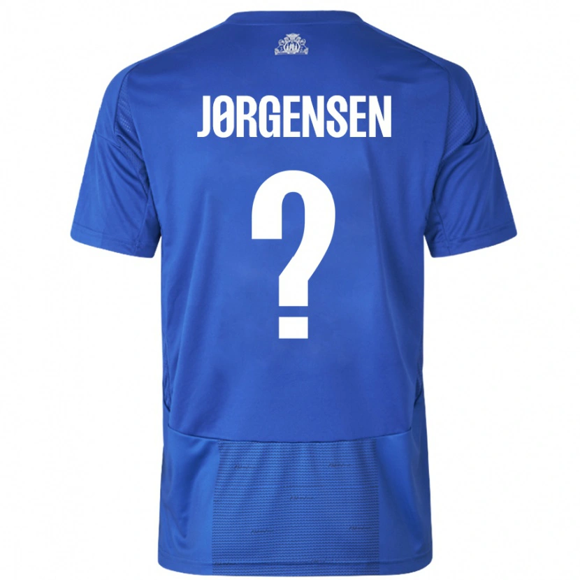 Danxen Barn Mads Jørgensen #0 Vit Blå Bortatröja Matchtröjor 2024/25 Tröjor T-Tröja