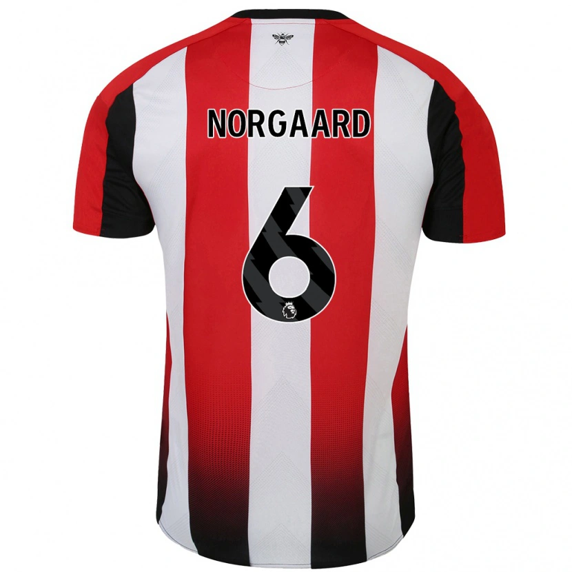 Danxen Män Christian Nørgaard #6 Röd Vit Hemmatröja Matchtröjor 2024/25 Tröjor T-Tröja
