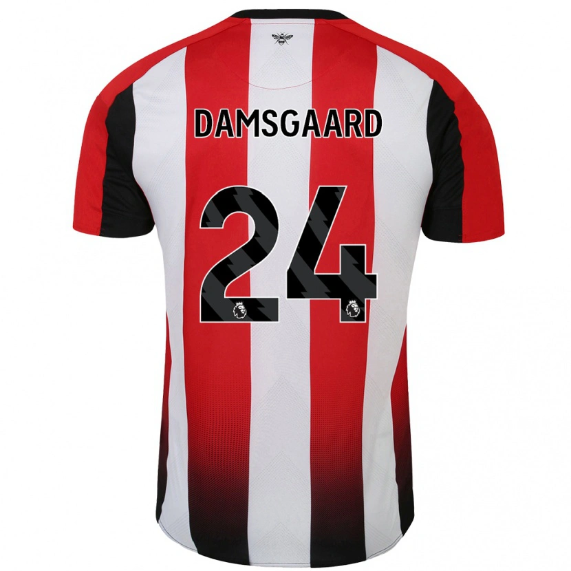 Danxen Män Mikkel Damsgaard #24 Röd Vit Hemmatröja Matchtröjor 2024/25 Tröjor T-Tröja