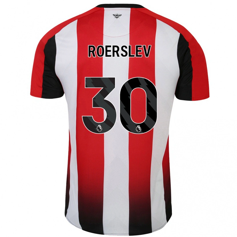 Danxen Män Mads Roerslev #30 Röd Vit Hemmatröja Matchtröjor 2024/25 Tröjor T-Tröja