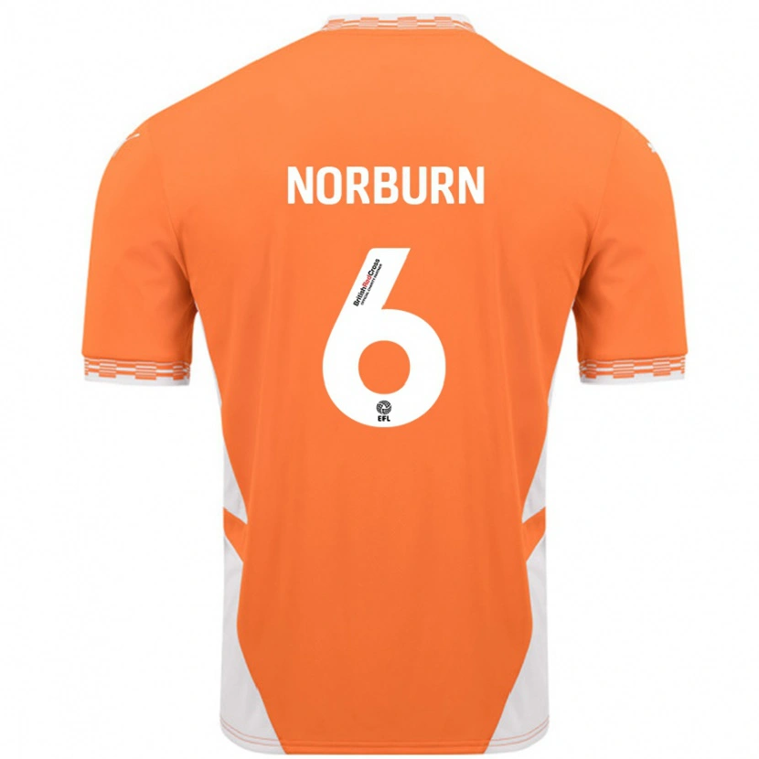 Danxen Män Oliver Norburn #6 Orange Vit Hemmatröja Matchtröjor 2024/25 Tröjor T-Tröja