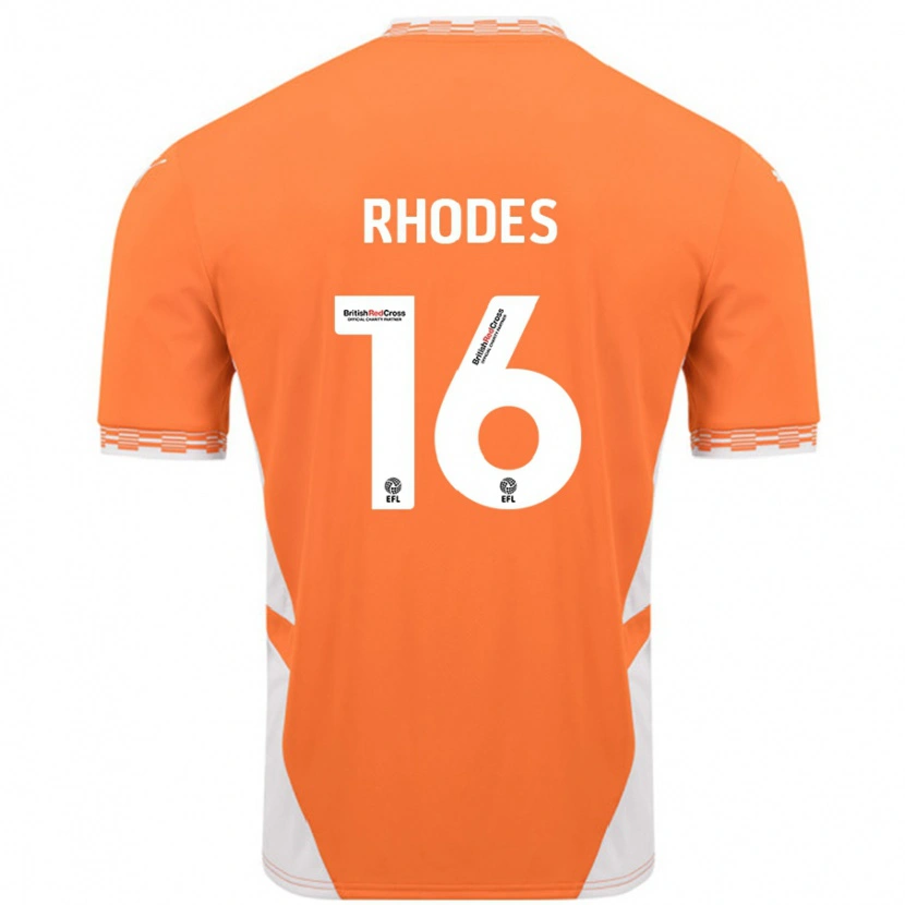 Danxen Män Jordan Rhodes #16 Orange Vit Hemmatröja Matchtröjor 2024/25 Tröjor T-Tröja