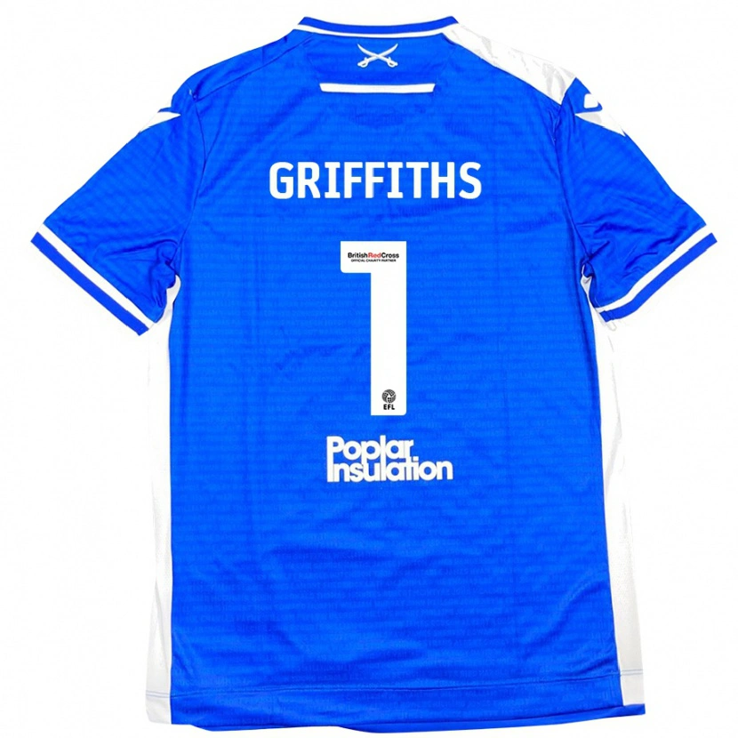 Danxen Män Josh Griffiths #1 Blå Vit Hemmatröja Matchtröjor 2024/25 Tröjor T-Tröja