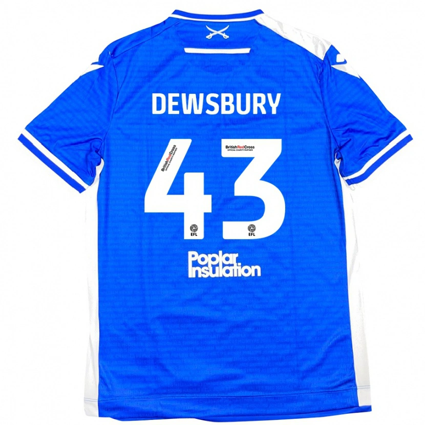 Danxen Män Ollie Dewsbury #43 Blå Vit Hemmatröja Matchtröjor 2024/25 Tröjor T-Tröja