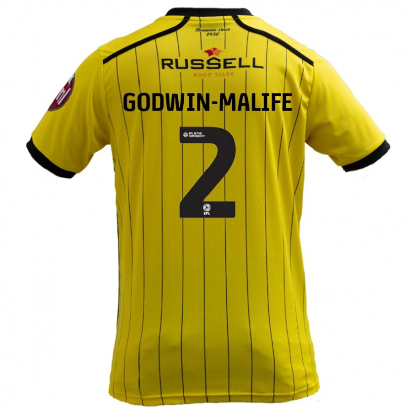 Danxen Män Udoka Godwin-Malife #2 Gul Hemmatröja Matchtröjor 2024/25 Tröjor T-Tröja