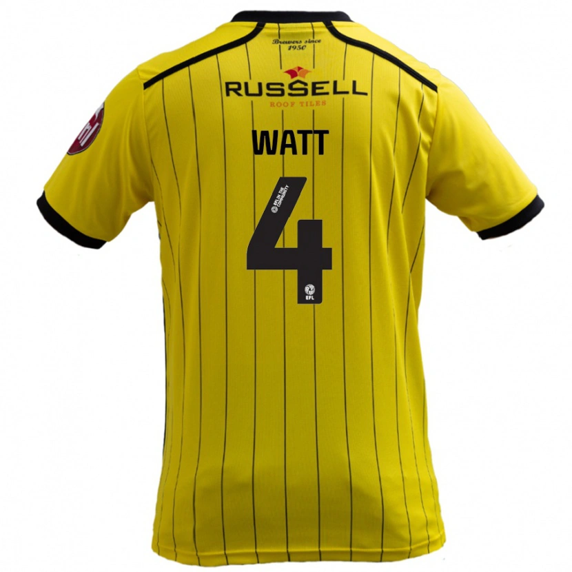Danxen Män Elliot Watt #4 Gul Hemmatröja Matchtröjor 2024/25 Tröjor T-Tröja