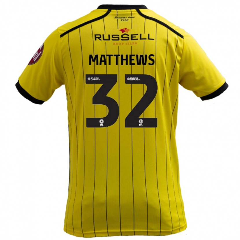 Danxen Män Daniel Matthews #32 Gul Hemmatröja Matchtröjor 2024/25 Tröjor T-Tröja