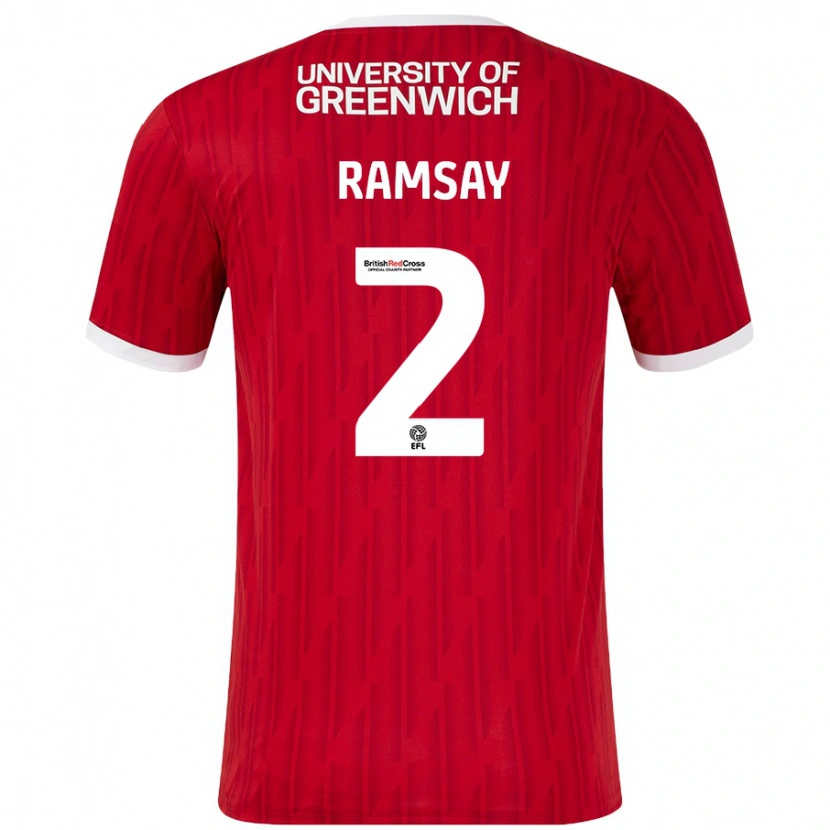 Danxen Män Kayne Ramsay #2 Röd Vit Hemmatröja Matchtröjor 2024/25 Tröjor T-Tröja