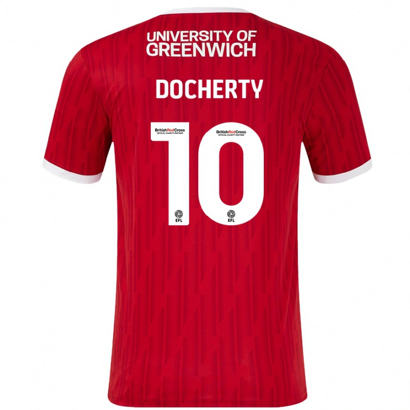 Danxen Män Greg Docherty #10 Röd Vit Hemmatröja Matchtröjor 2024/25 Tröjor T-Tröja