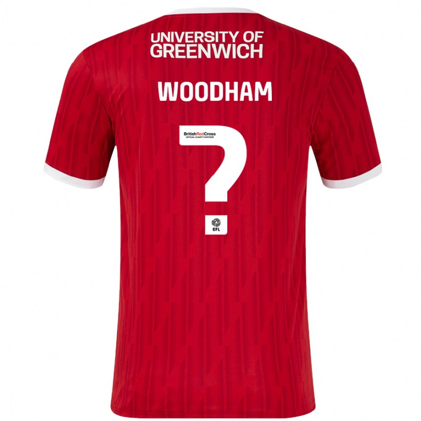 Danxen Män Finley Woodham #0 Röd Vit Hemmatröja Matchtröjor 2024/25 Tröjor T-Tröja